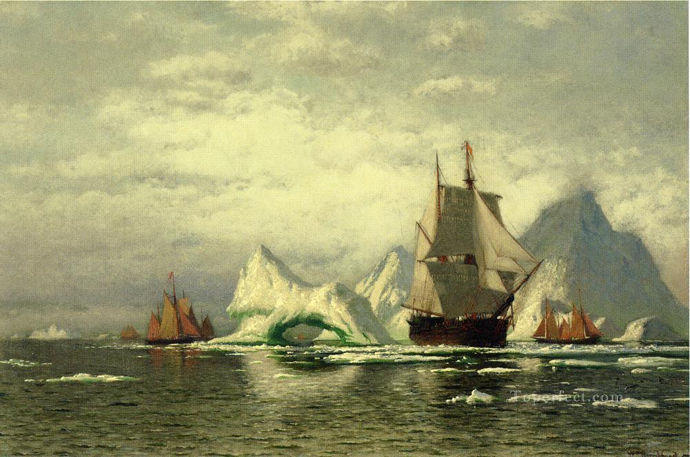 Ballenero ártico de regreso a casa entre los icebergs barco marino William Bradford Pintura al óleo